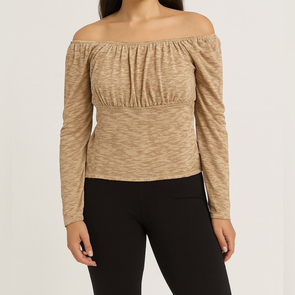 INC Women's Tan Long Sleeve Top